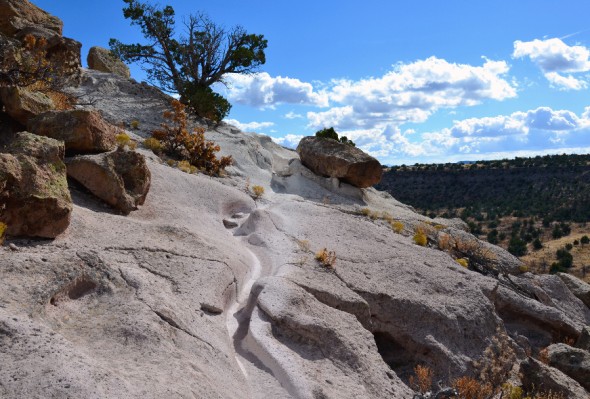 trail cut through soft rock 