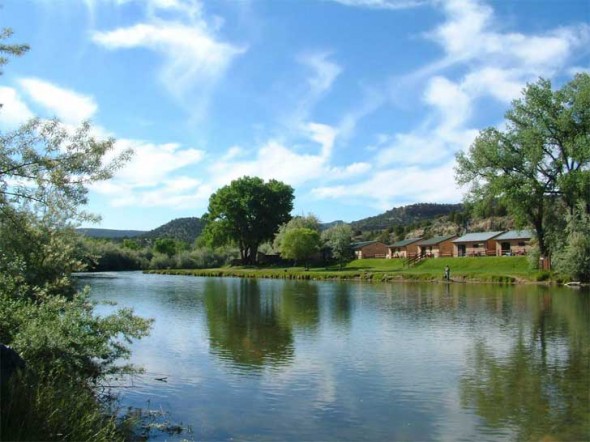 The lodges at Soaring Eagle Lodge on the San Juan River in New Mexico.