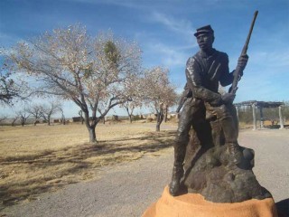 Statute of a Buffalo Soldier at Fort selden State Monument in southern New Mexico.