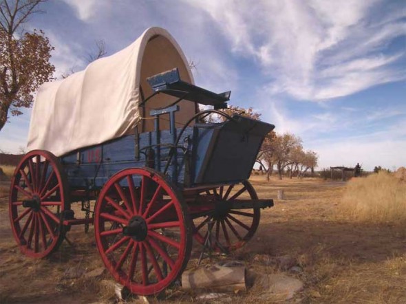 Cavalry wagon at Fort Selden State Monument in southern New Mexico..